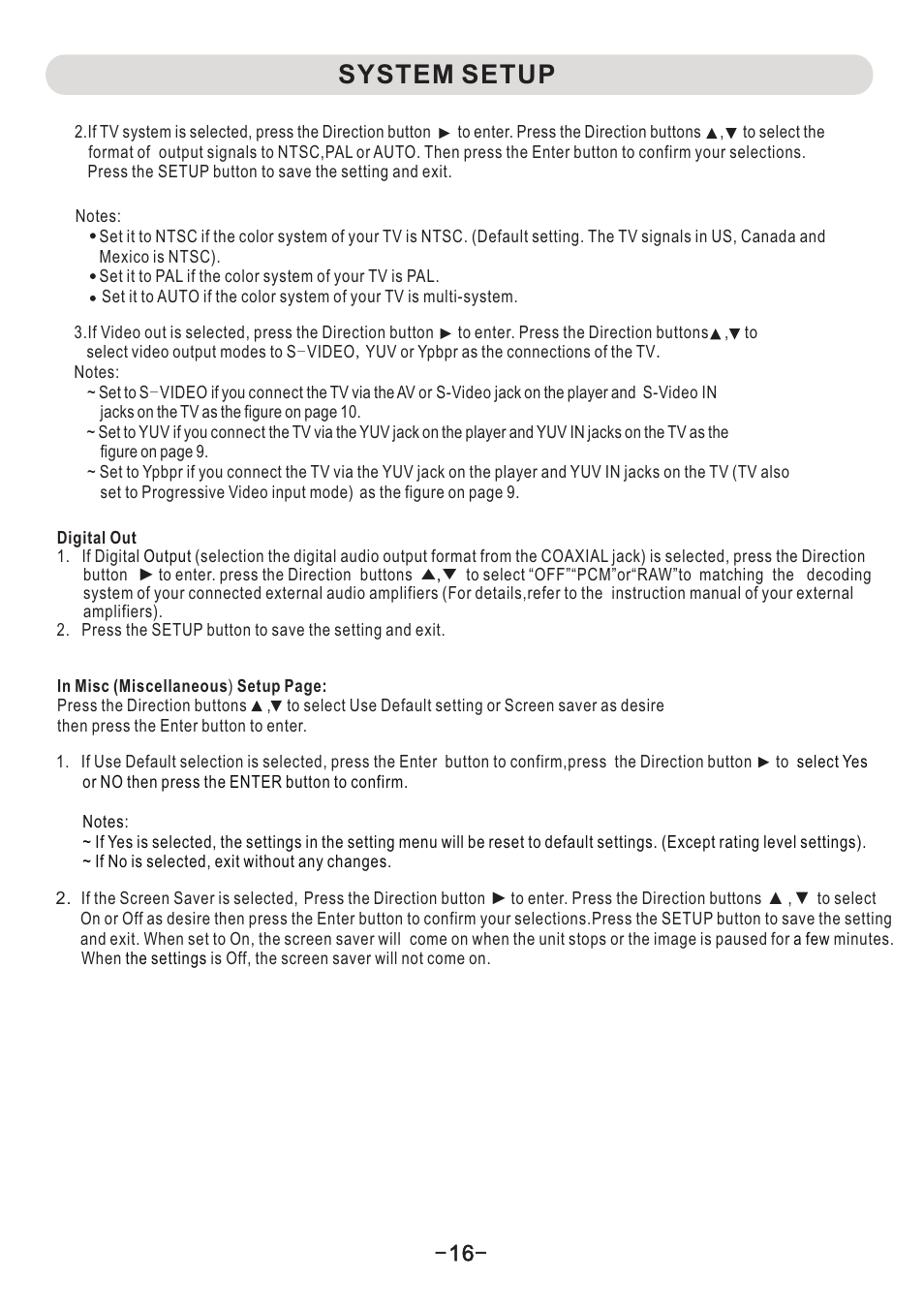 页 17, System setup | Naxa ND-853 User Manual | Page 17 / 20