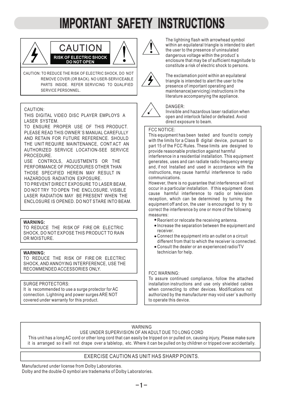 Important safety instructions | Naxa ND-853 User Manual | Page 2 / 20