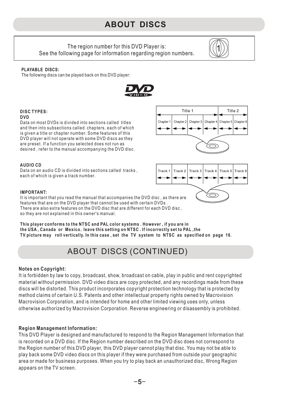 About discs, About discs(continued) about discs (continued) | Naxa ND-853 User Manual | Page 6 / 20