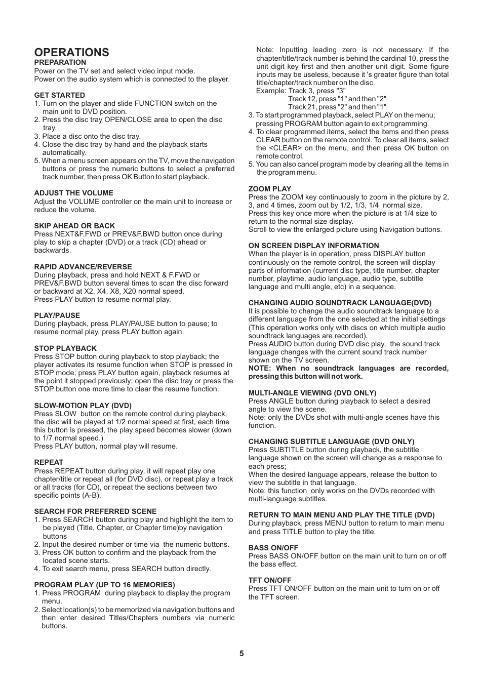 Operations | Naxa NDL-429 User Manual | Page 6 / 9