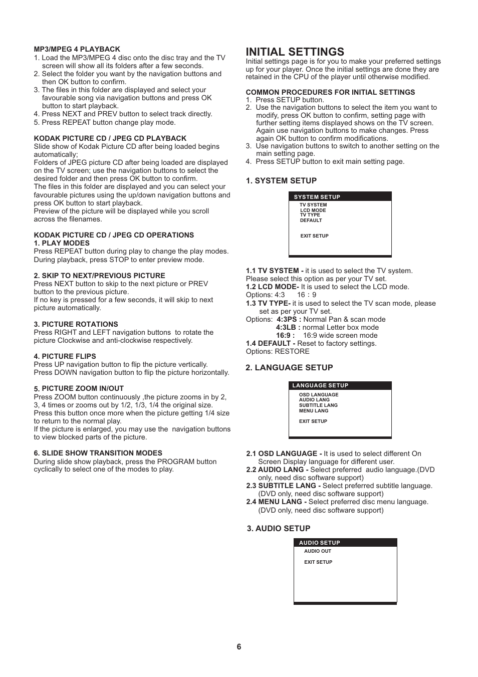 Initial settings | Naxa NDL-429 User Manual | Page 7 / 9