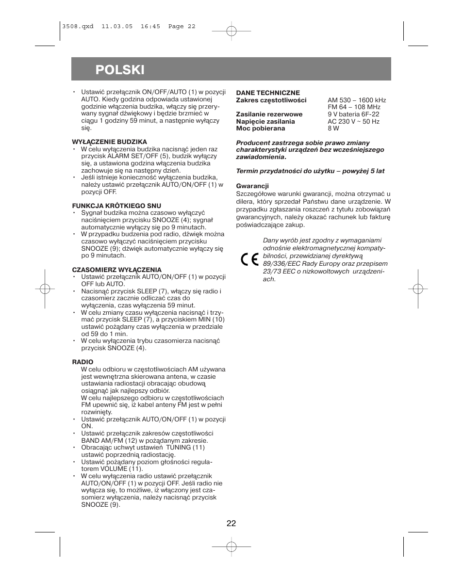 Polski | Vitek VT-3508 User Manual | Page 22 / 32