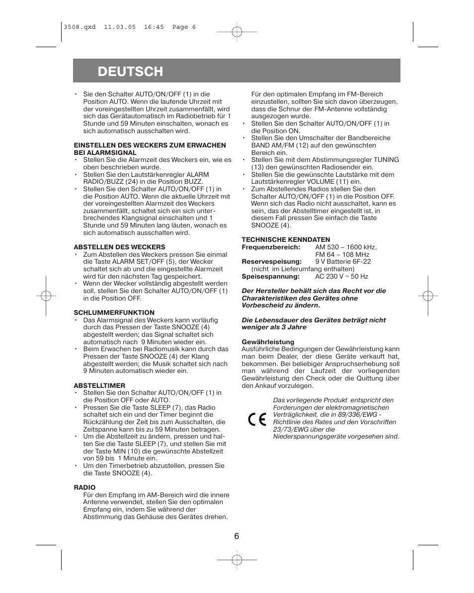 Deutsch | Vitek VT-3508 User Manual | Page 6 / 32