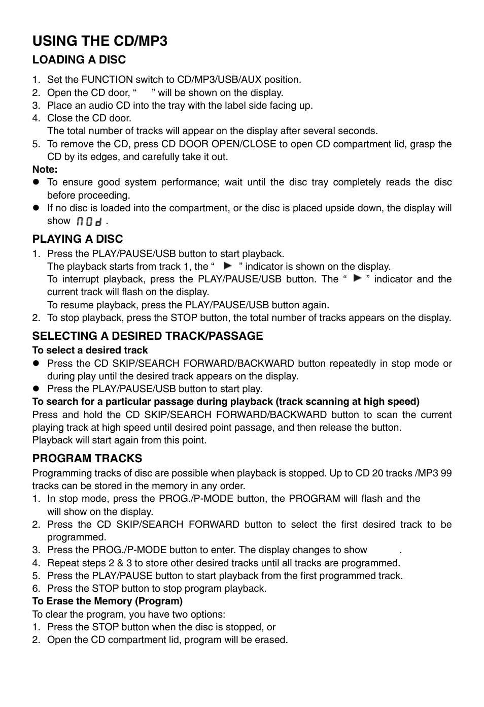 Using the cd/mp3 | Naxa NPB-246 User Manual | Page 6 / 8