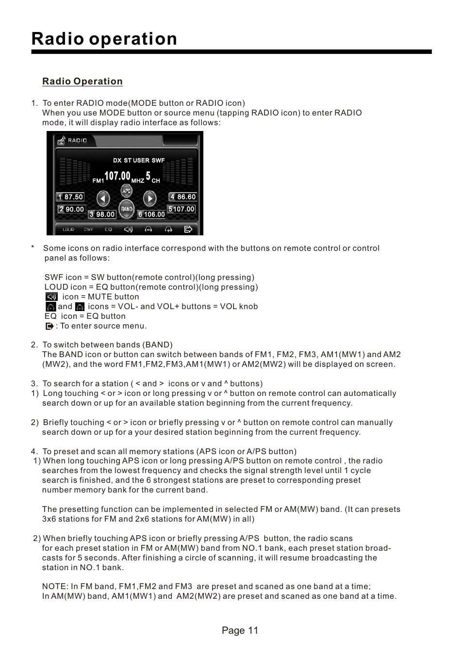 页 12, Radio operation, Page 11 | Naxa NCD-730 User Manual | Page 12 / 31