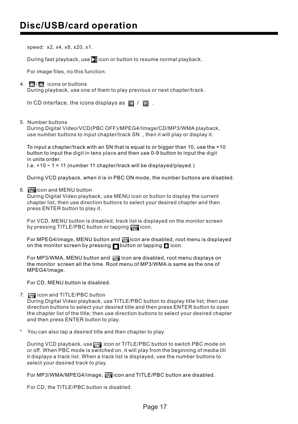 页 18, Disc/usb/card operation, Page 17 | Naxa NCD-730 User Manual | Page 18 / 31