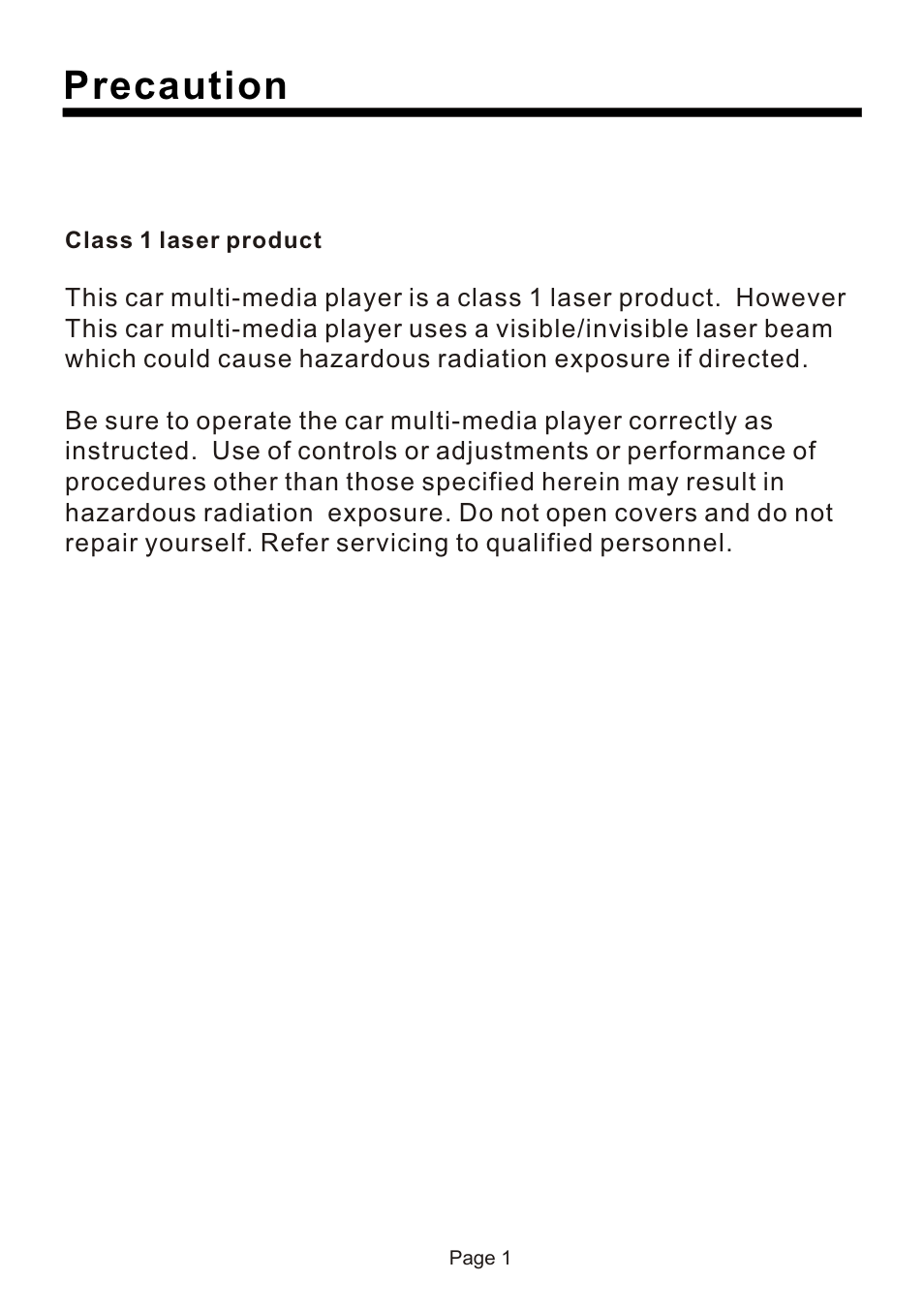 Precaution | Naxa NCD-730 User Manual | Page 2 / 31