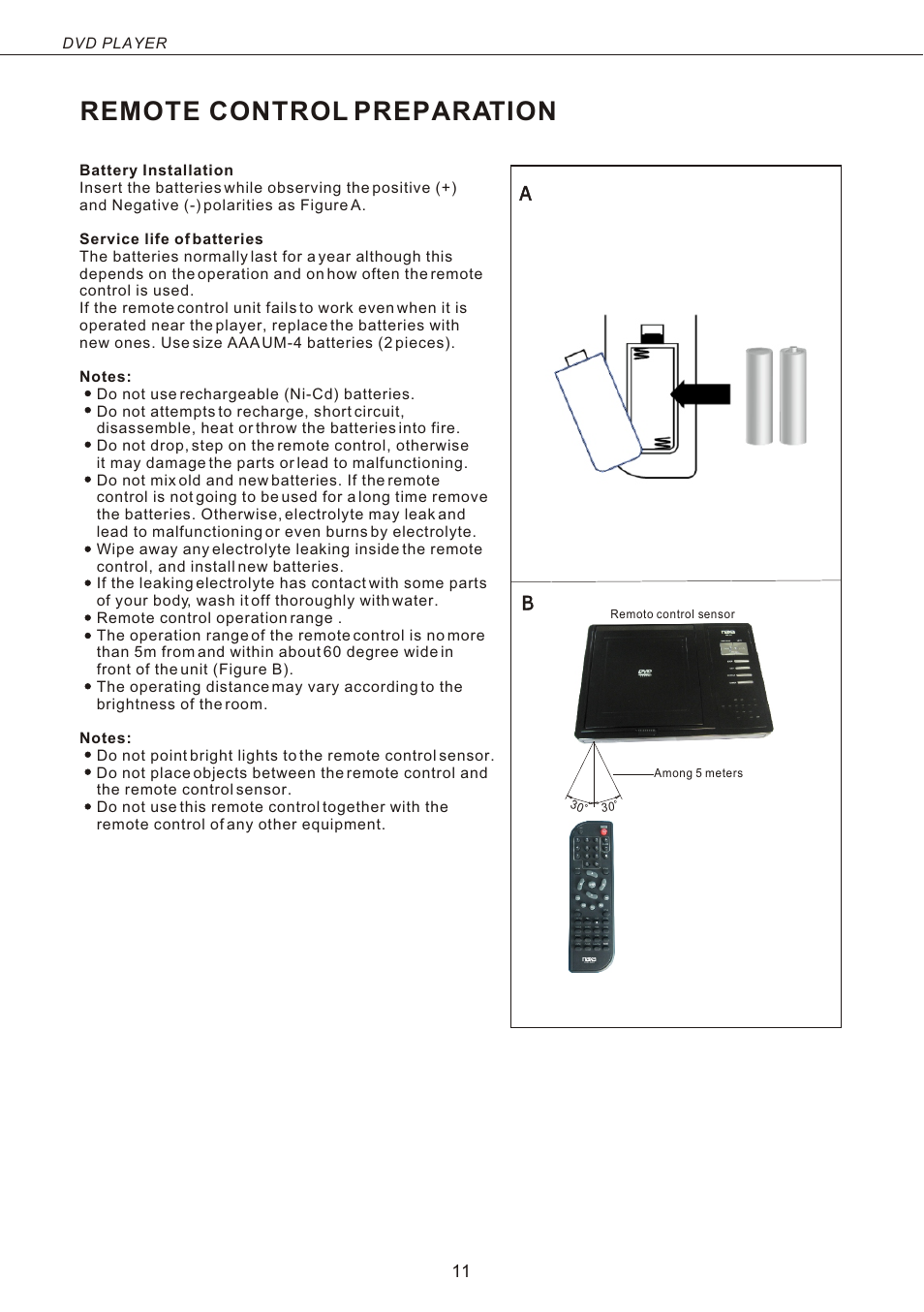 Т³гж 12, Remote control preparation | Naxa ND-842 User Manual | Page 12 / 20