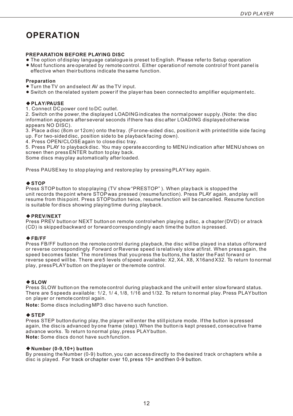 Т³гж 13, Operation | Naxa ND-842 User Manual | Page 13 / 20