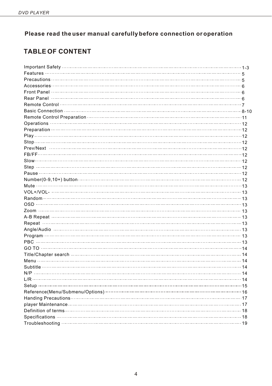 Т³гж 5, Table of content | Naxa ND-842 User Manual | Page 5 / 20