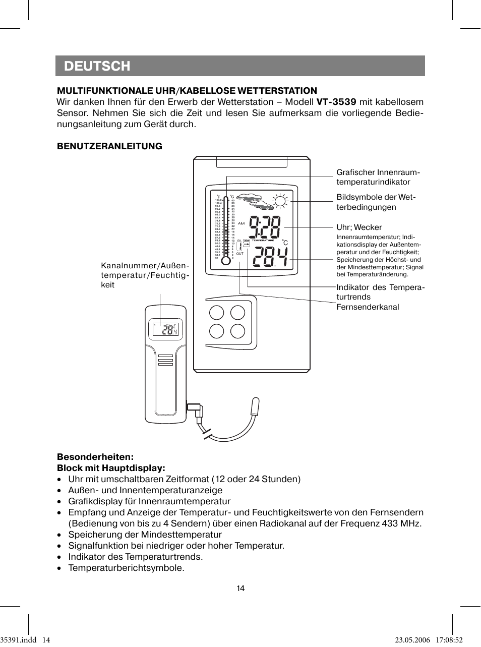 Deutsch | Vitek VT-3539 User Manual | Page 14 / 64