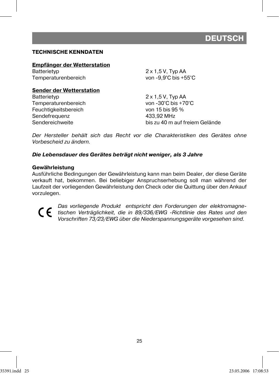 Deutsch | Vitek VT-3539 User Manual | Page 25 / 64
