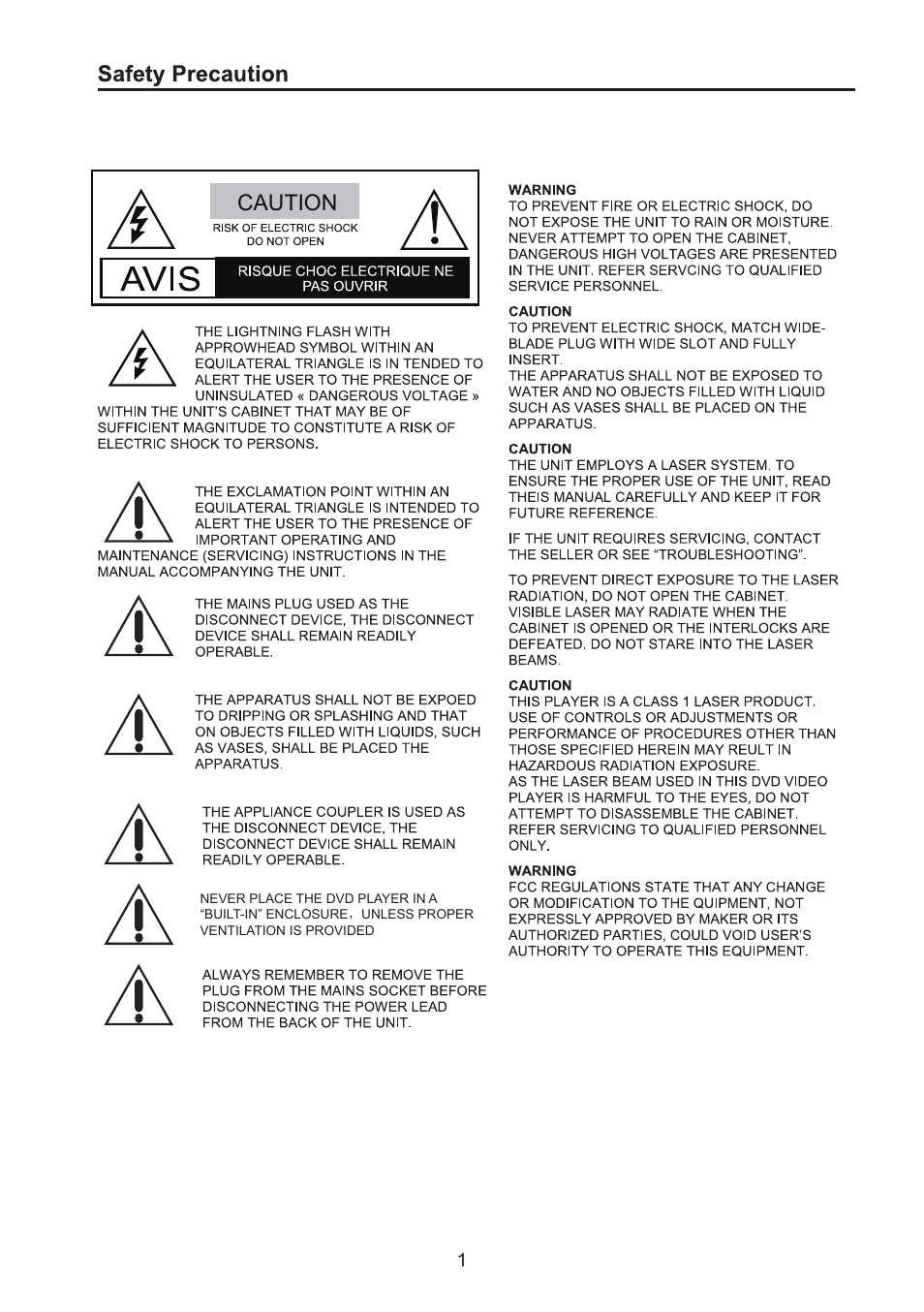 Caution | Naxa ND-856 User Manual | Page 2 / 9