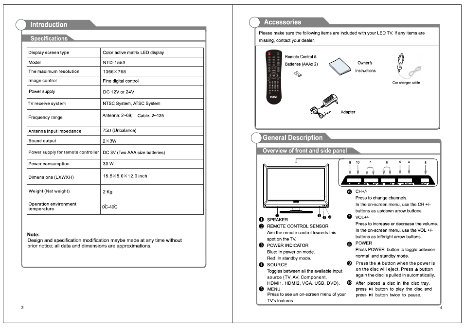 Naxa NTD-1553 User Manual | Page 5 / 18