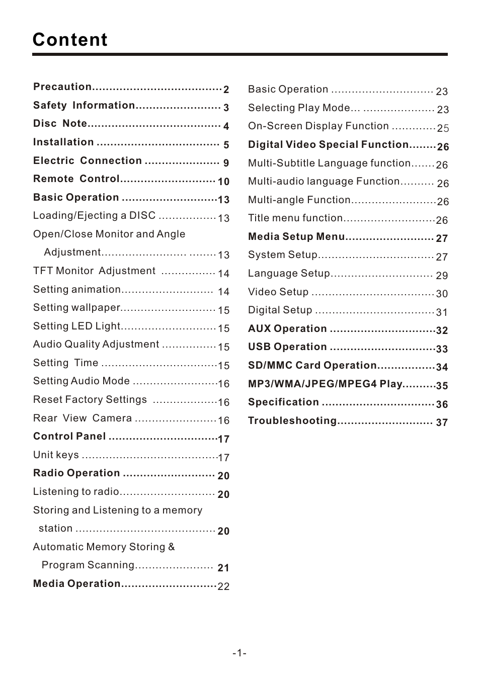 Content | Naxa NCD-707 User Manual | Page 3 / 39