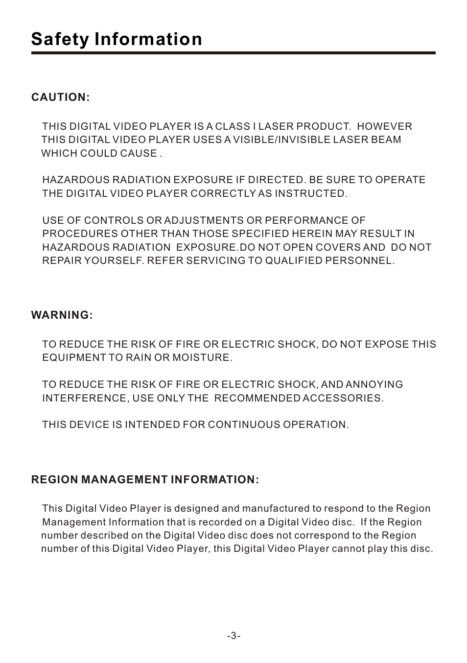 Safety information | Naxa NCD-707 User Manual | Page 5 / 39