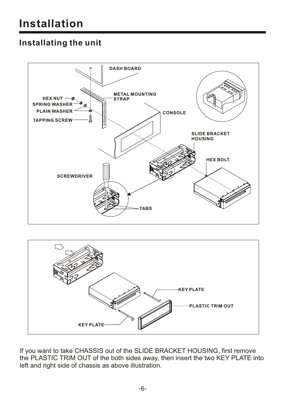 Installation, Installating the unit | Naxa NCD-707 User Manual | Page 8 / 39