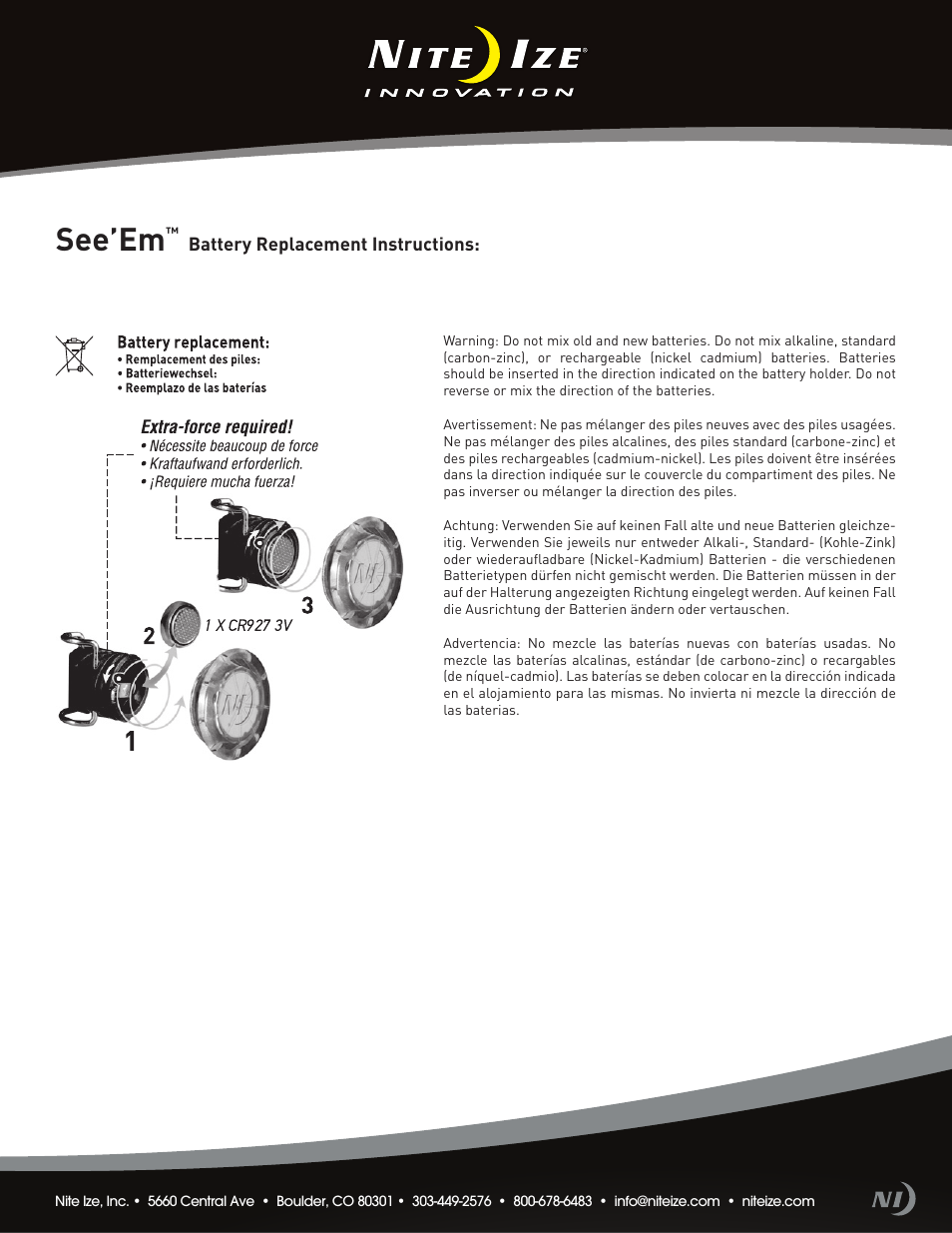 Niteize SEE'EM LED MINI SPOKE LIGHTS User Manual | 1 page