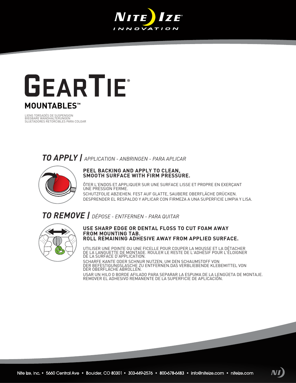 Niteize GEAR TIE MOUNTABLES User Manual | 1 page