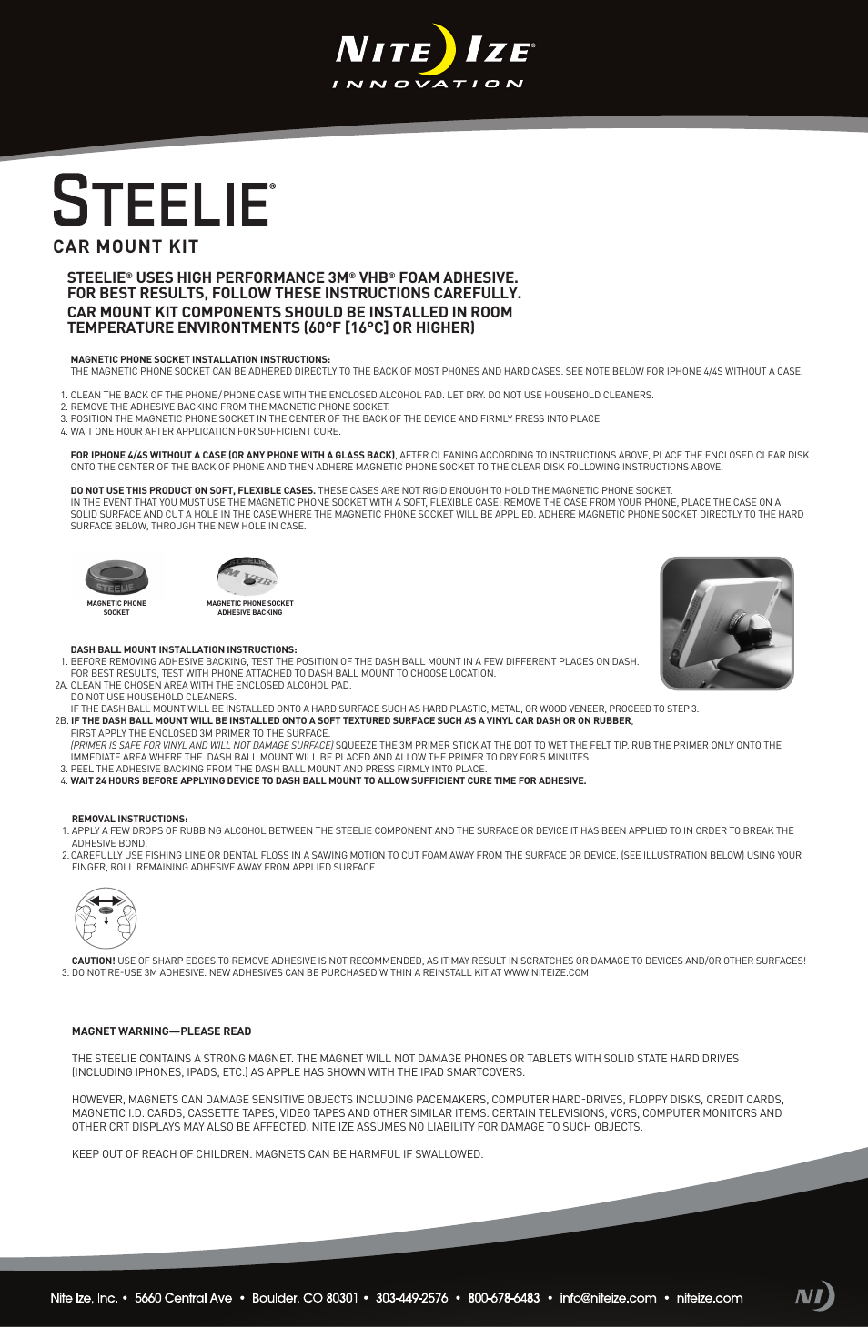 Niteize STEELIE CAR MOUNT KIT User Manual | 1 page
