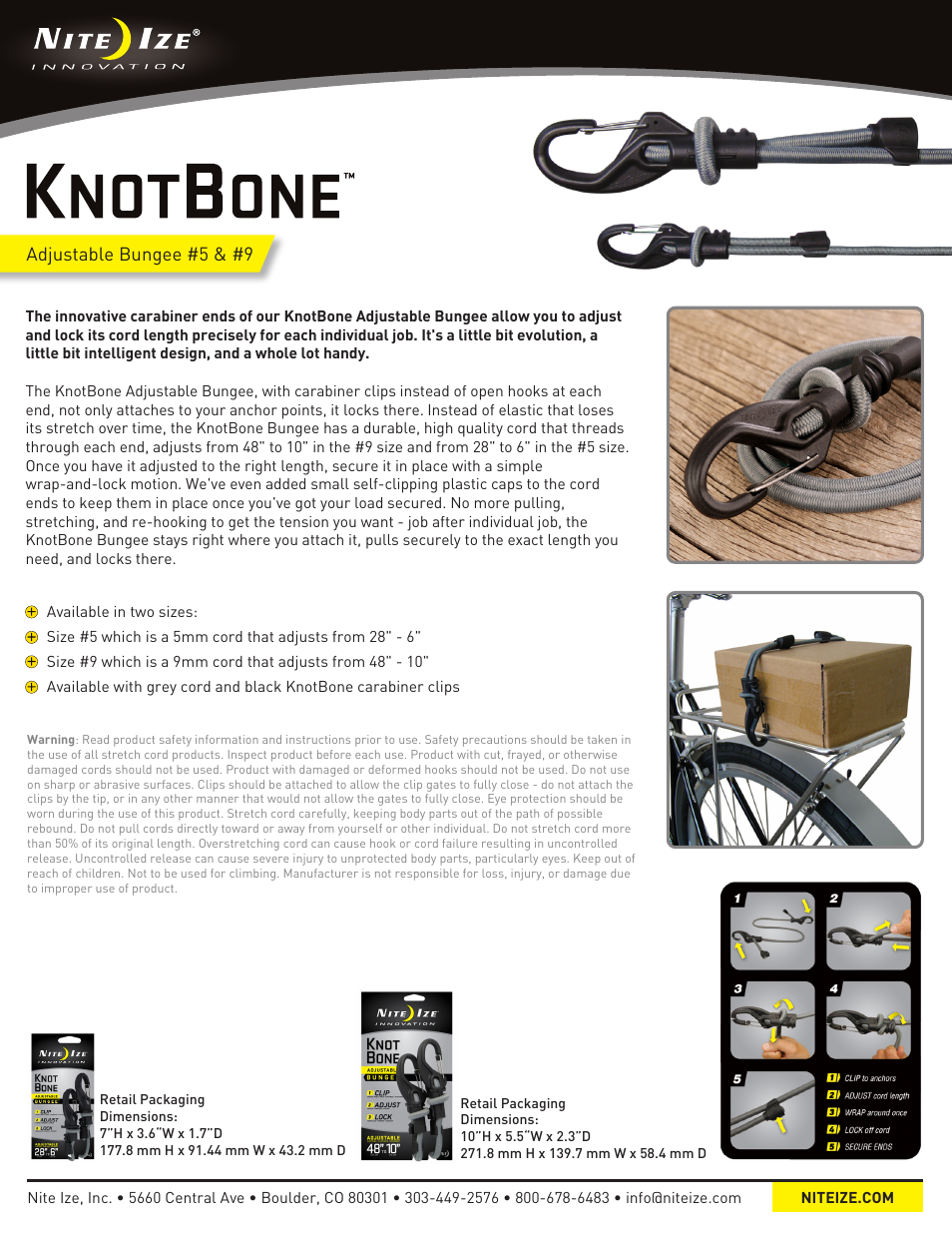 Niteize KNOTBONE ADJUSTABLE BUNGEE User Manual | 1 page