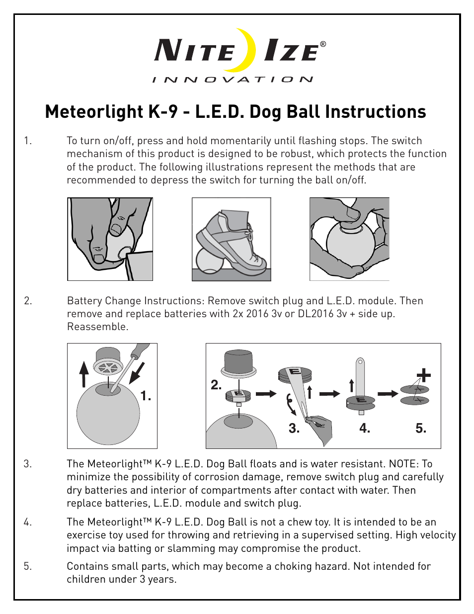 Niteize METEORLIGHT K-9 - LED BALL User Manual | 1 page