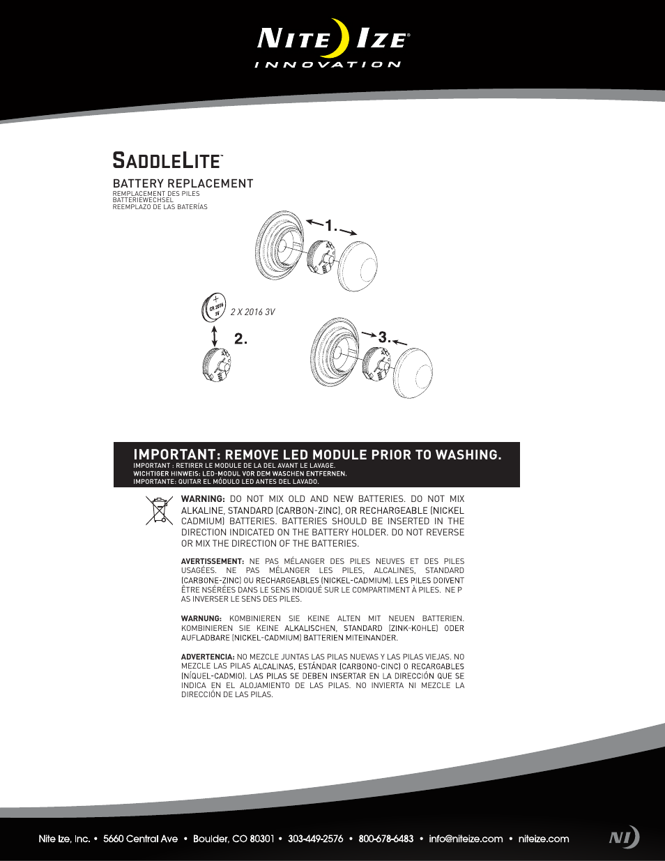 Niteize SADDLELITE LED BIKE BAG User Manual | 1 page