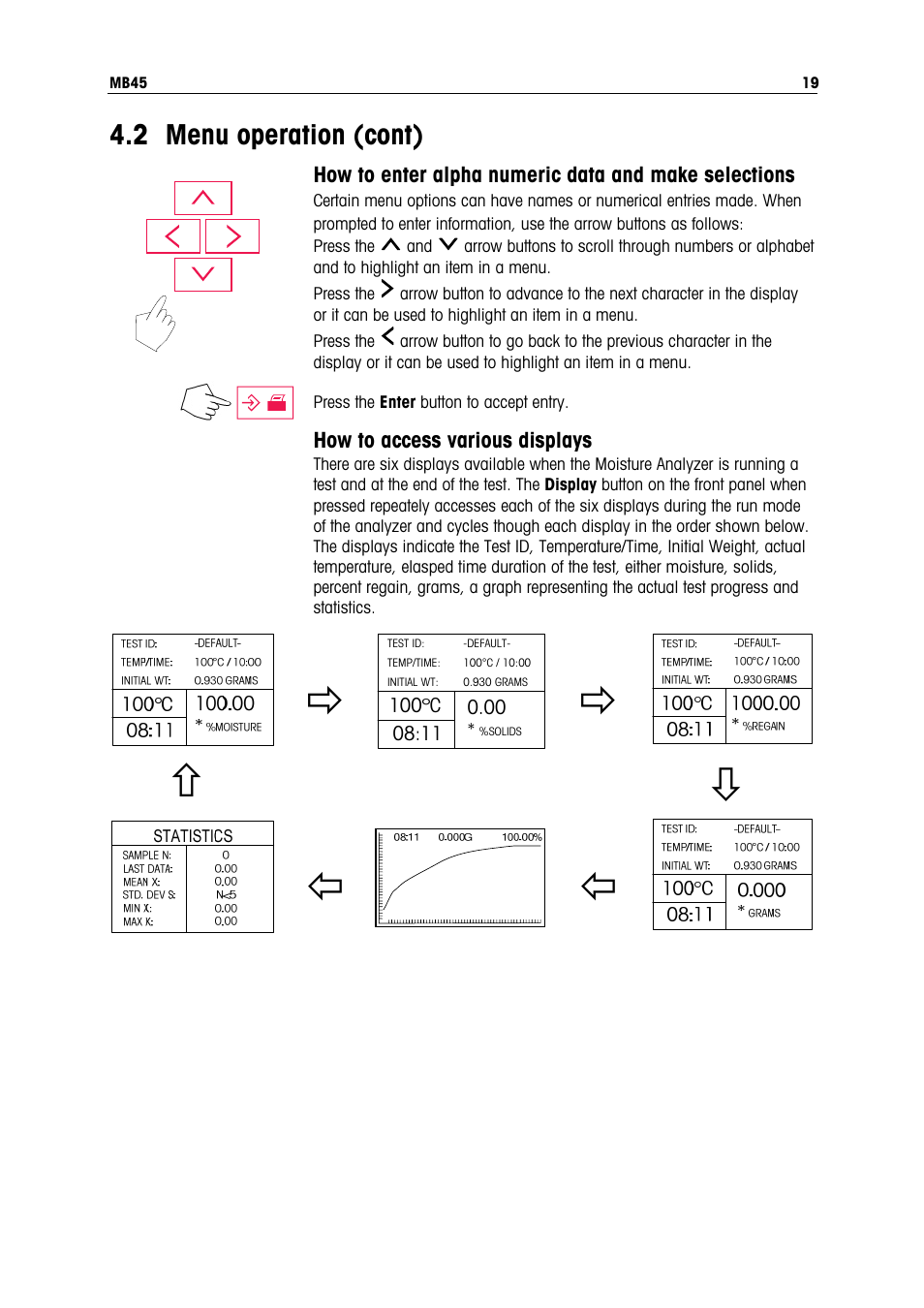 2 menu operation (cont) | Ohaus MB45 MOISTURE ANALYZER Manual User Manual | Page 21 / 70