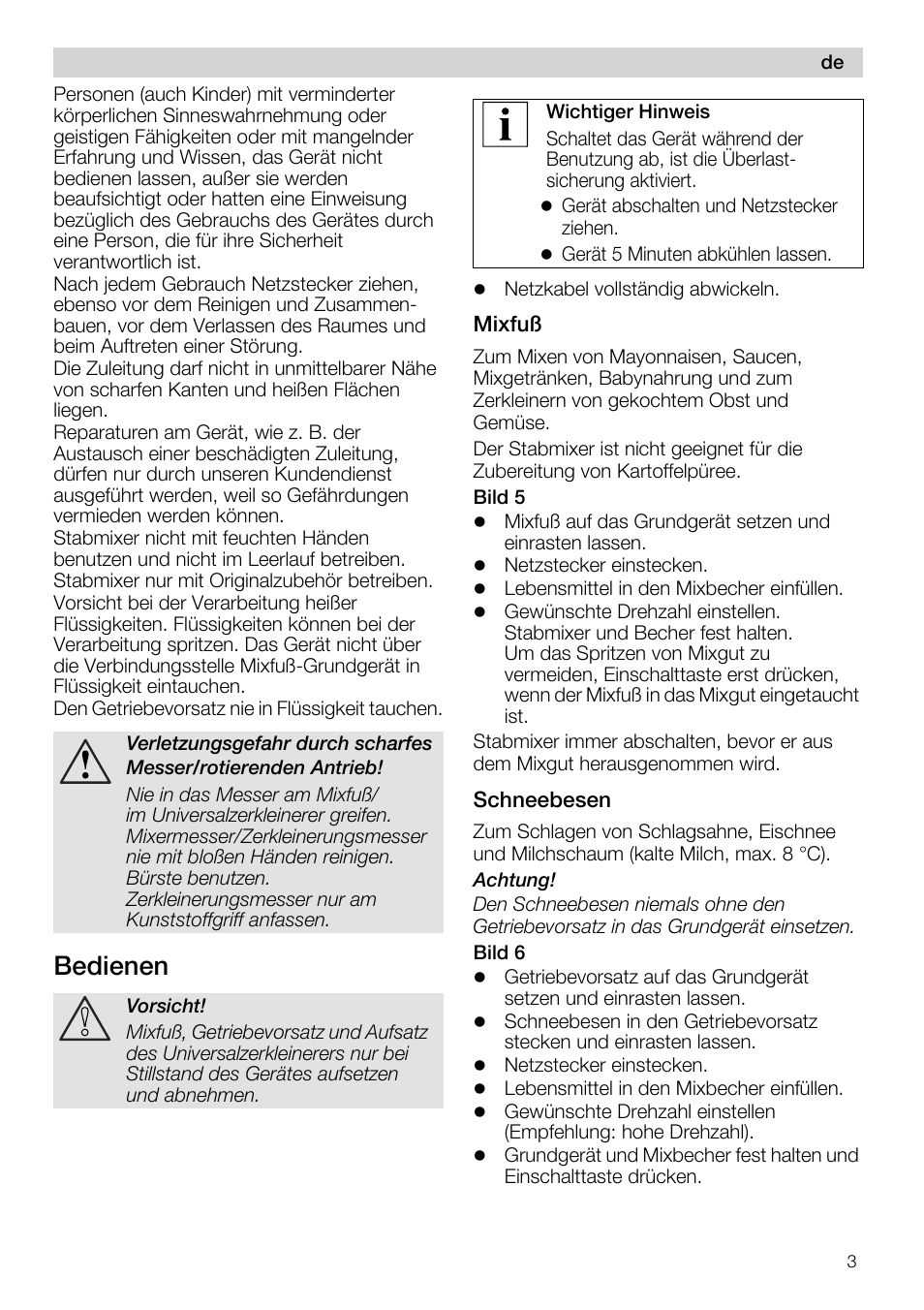 Mixfuß, Schneebesen | Siemens MQ 5 N 564 User Manual | Page 3 / 81