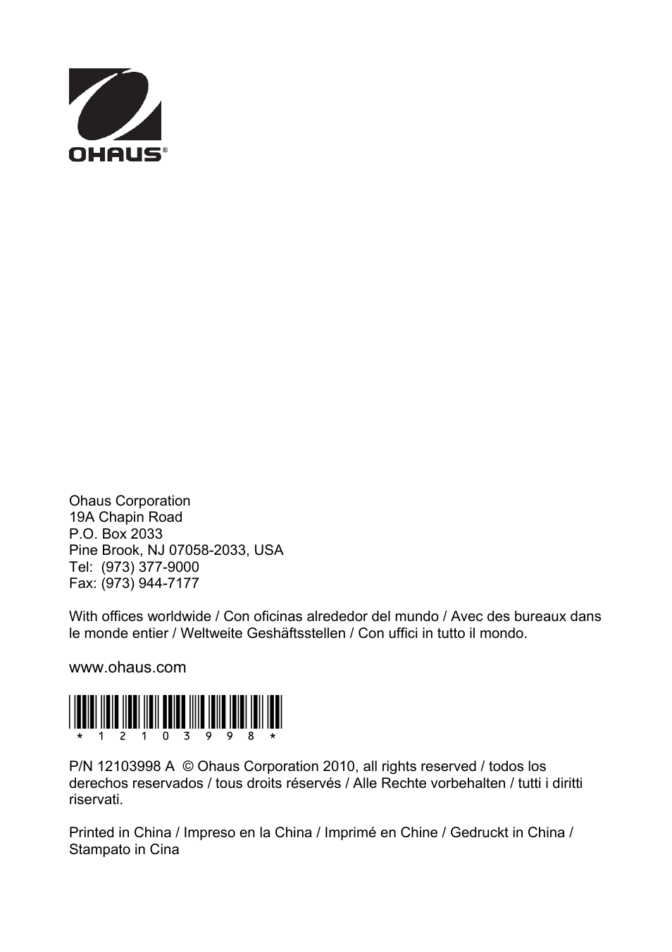 Ohaus CARAT PLUS PRECISION JEWELRY BALANCES 2nd RS232 Serial Interface Kit Manual multi User Manual | Page 24 / 24