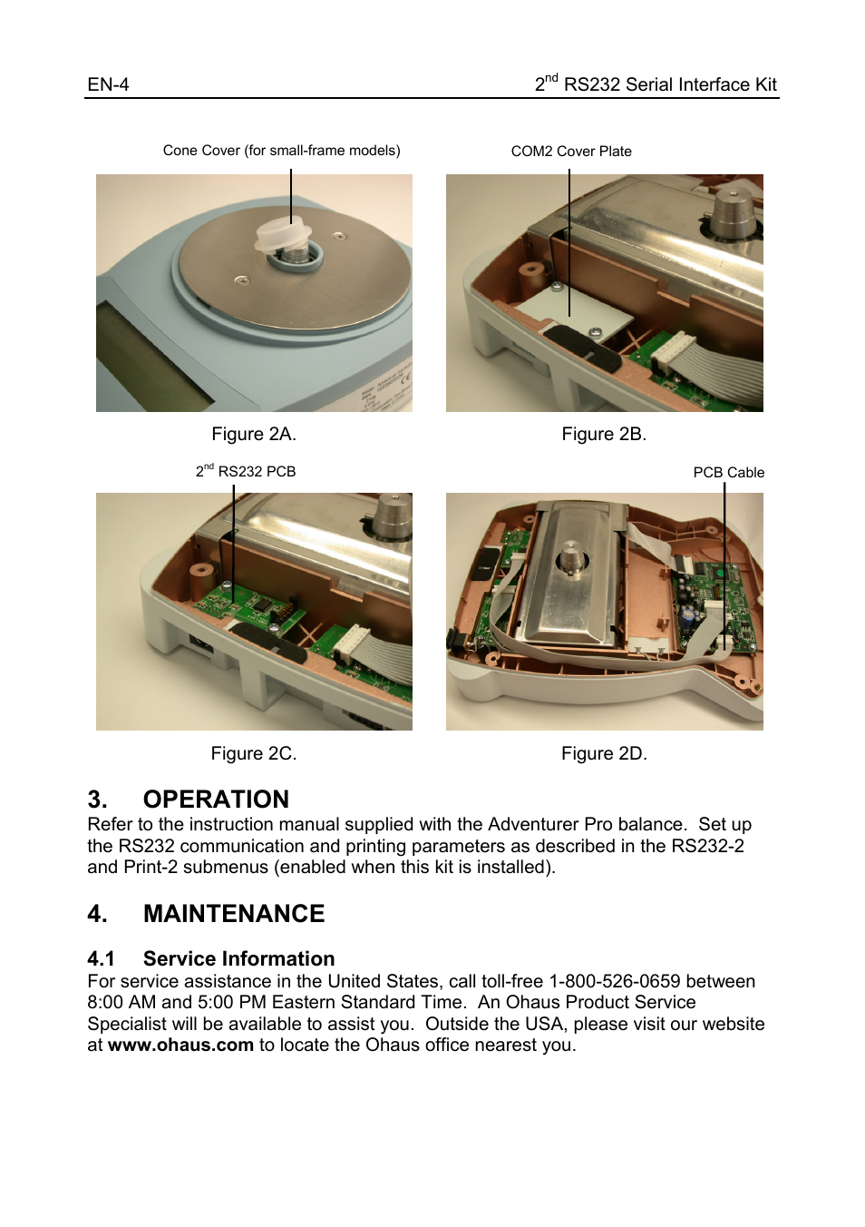 Operation, Maintenance | Ohaus CARAT PLUS PRECISION JEWELRY BALANCES 2nd RS232 Serial Interface Kit Manual multi User Manual | Page 6 / 24