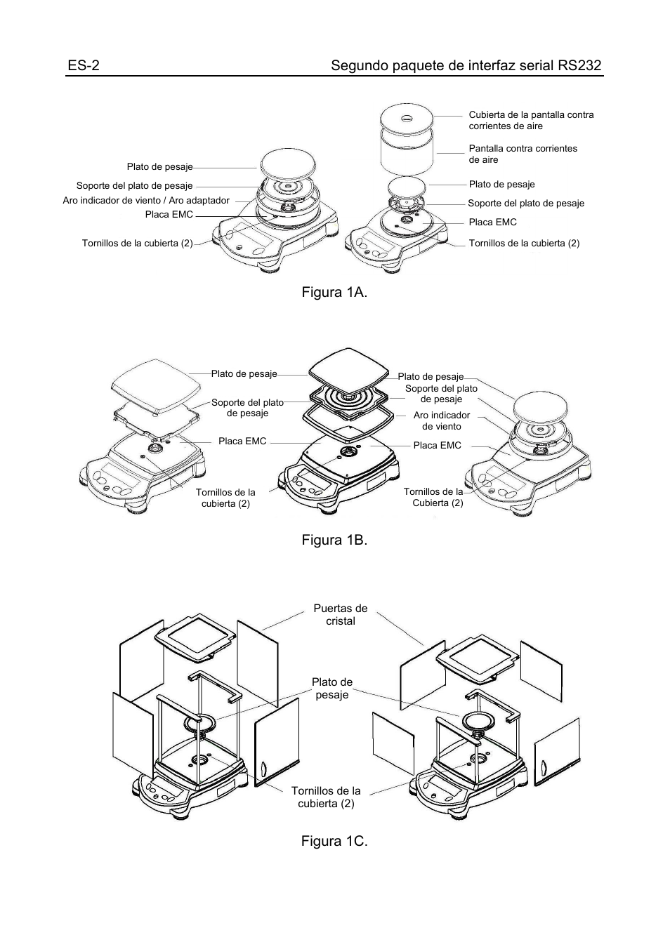 Figura 1b, Figura 1c | Ohaus CARAT PLUS PRECISION JEWELRY BALANCES 2nd RS232 Serial Interface Kit Manual multi User Manual | Page 8 / 24
