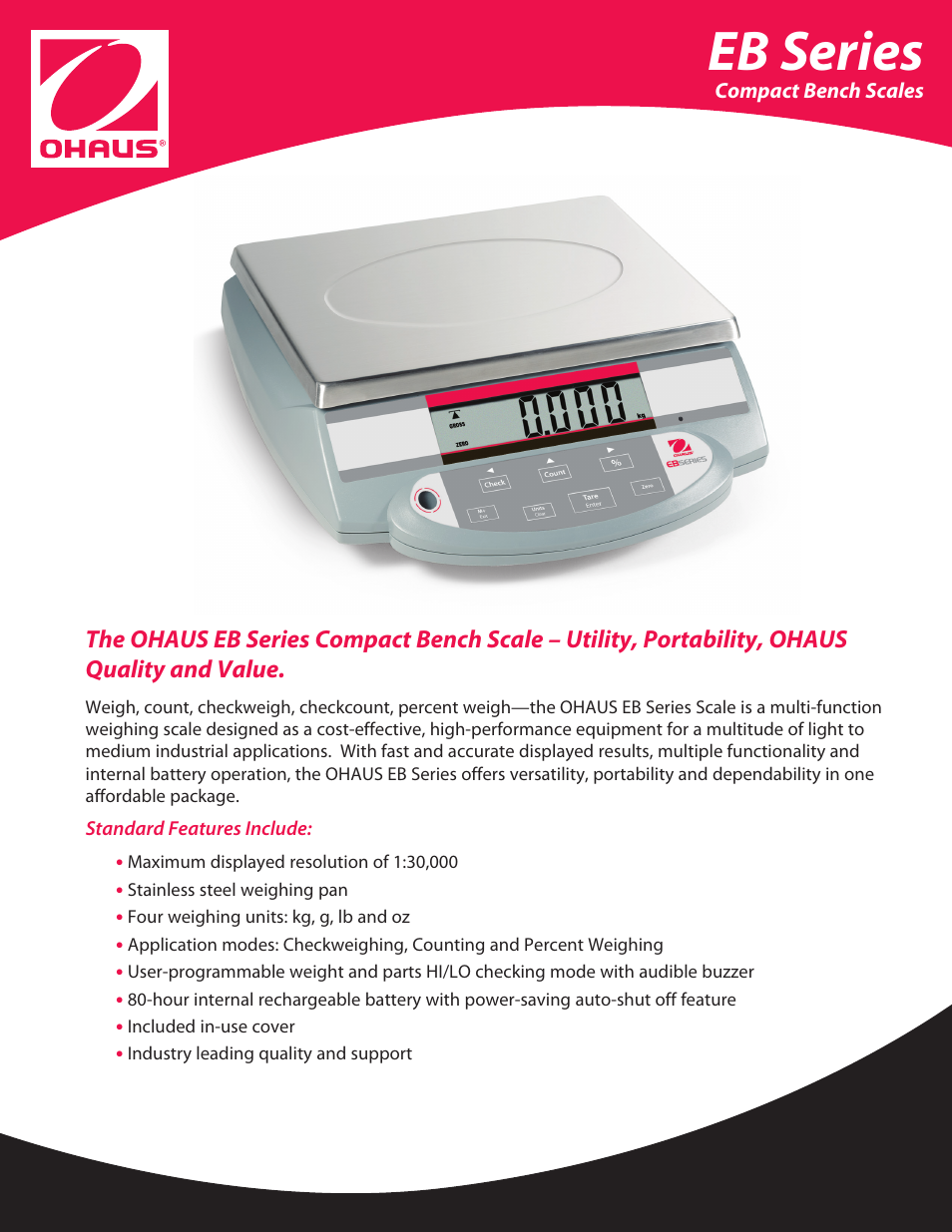 Ohaus EB COMPACT SCALES Data Sheet User Manual | 2 pages