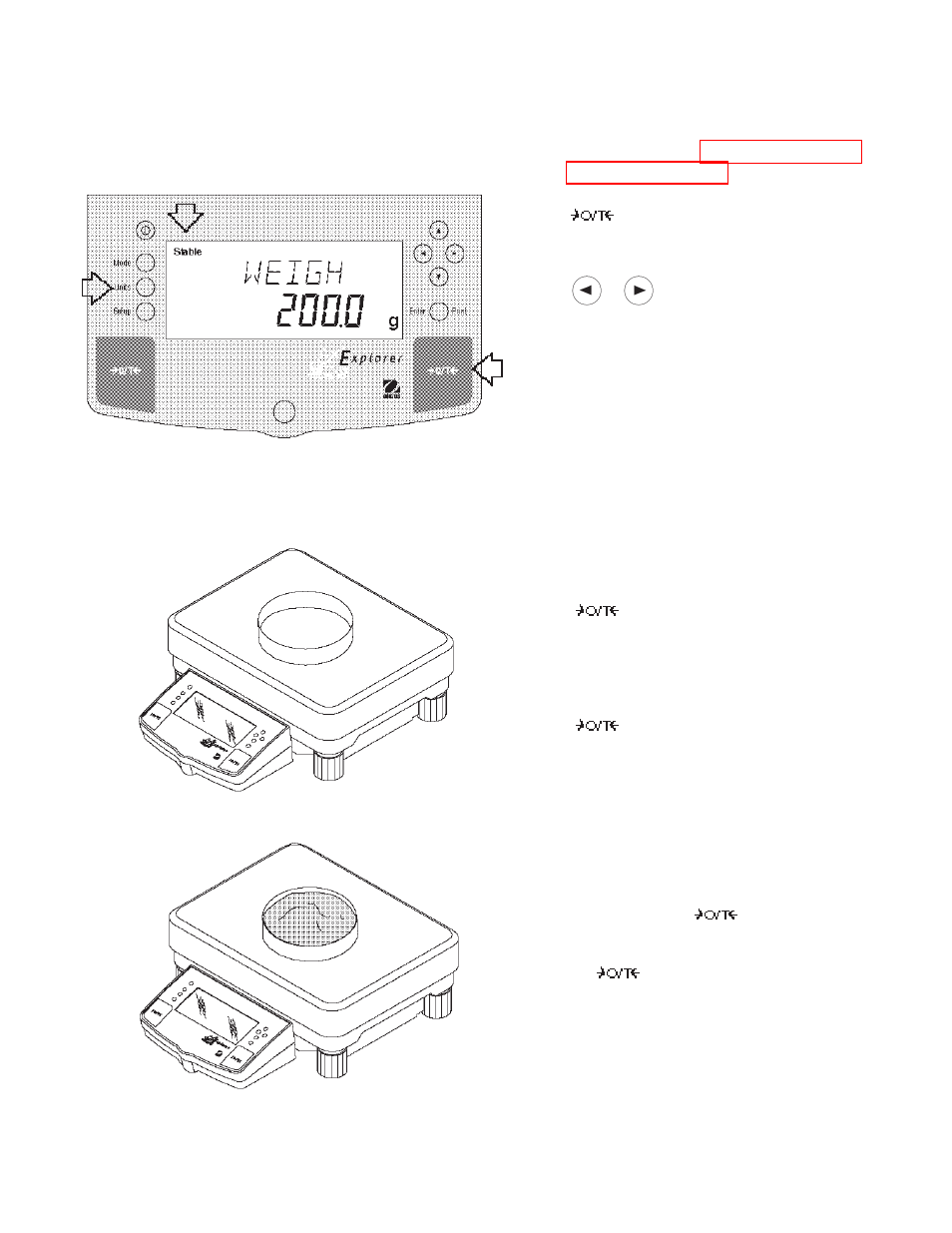 4 weighing, Procedure, Zero/tare | Ohaus E1M110 Explorer Balances User Manual | Page 21 / 47