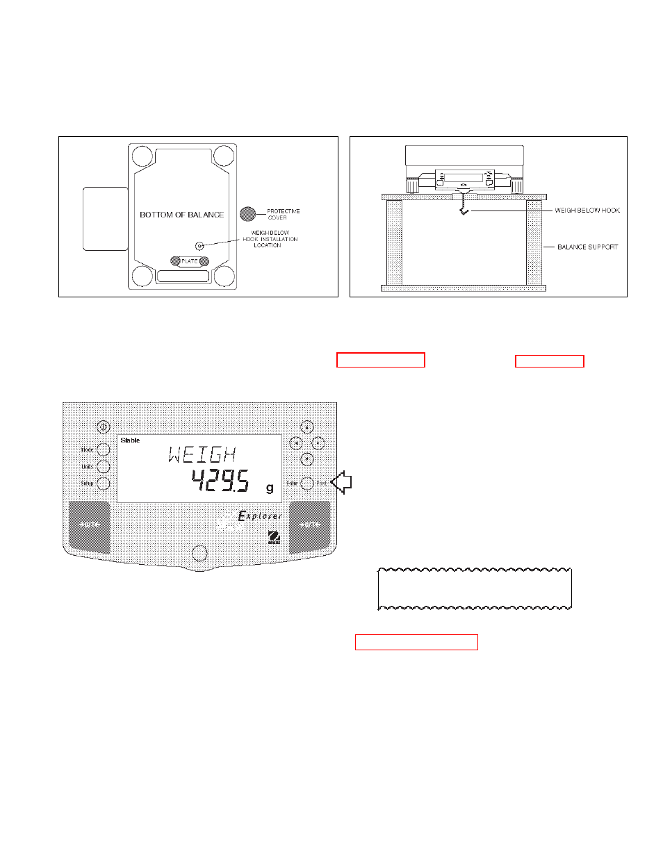 8 weigh below, 9 printing data, Procedure | Ohaus E1M110 Explorer Balances User Manual | Page 25 / 47