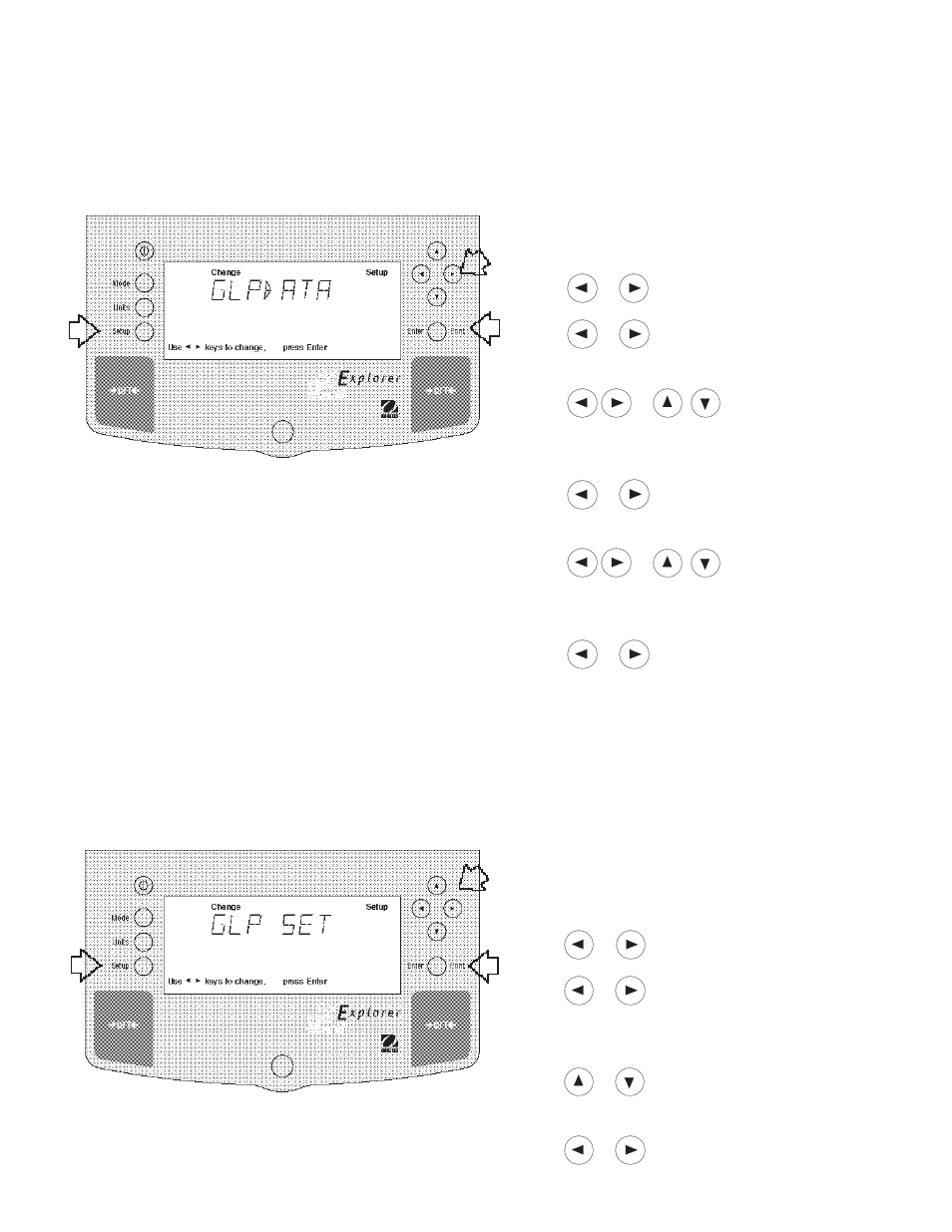 3 good laboratory practices (glp) data, 4 good laboratory practices (glp) set, Procedure | Ohaus E1M110 Explorer Balances User Manual | Page 28 / 47
