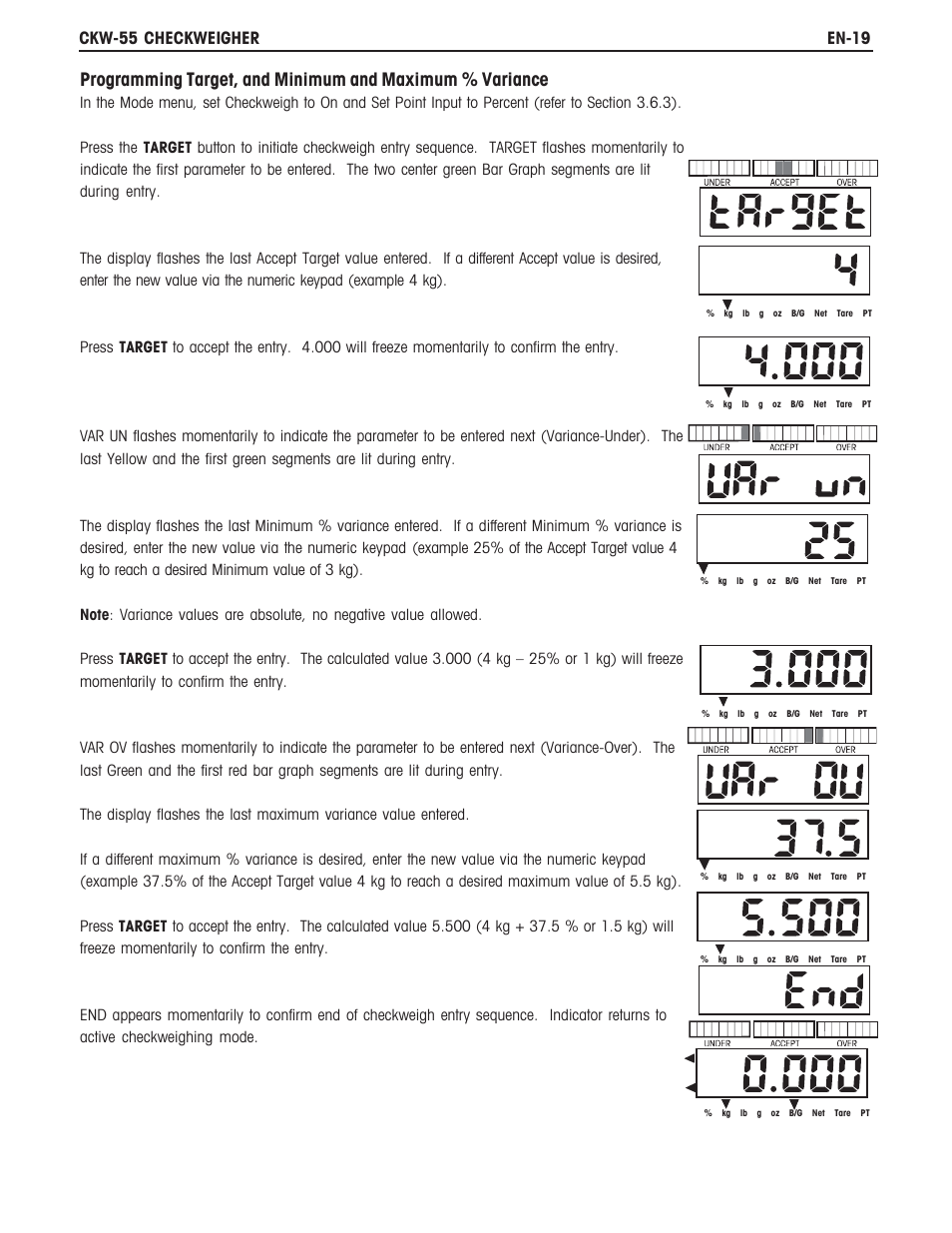 Ckw-55 checkweigher en-19 | Ohaus CKW WASHDOWN CHECKWEIGHING SCALES_INDICATOR Manual en User Manual | Page 23 / 68