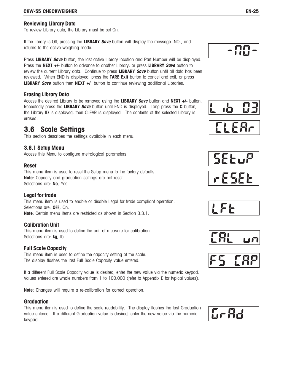 6 scale settings | Ohaus CKW WASHDOWN CHECKWEIGHING SCALES_INDICATOR Manual en User Manual | Page 29 / 68