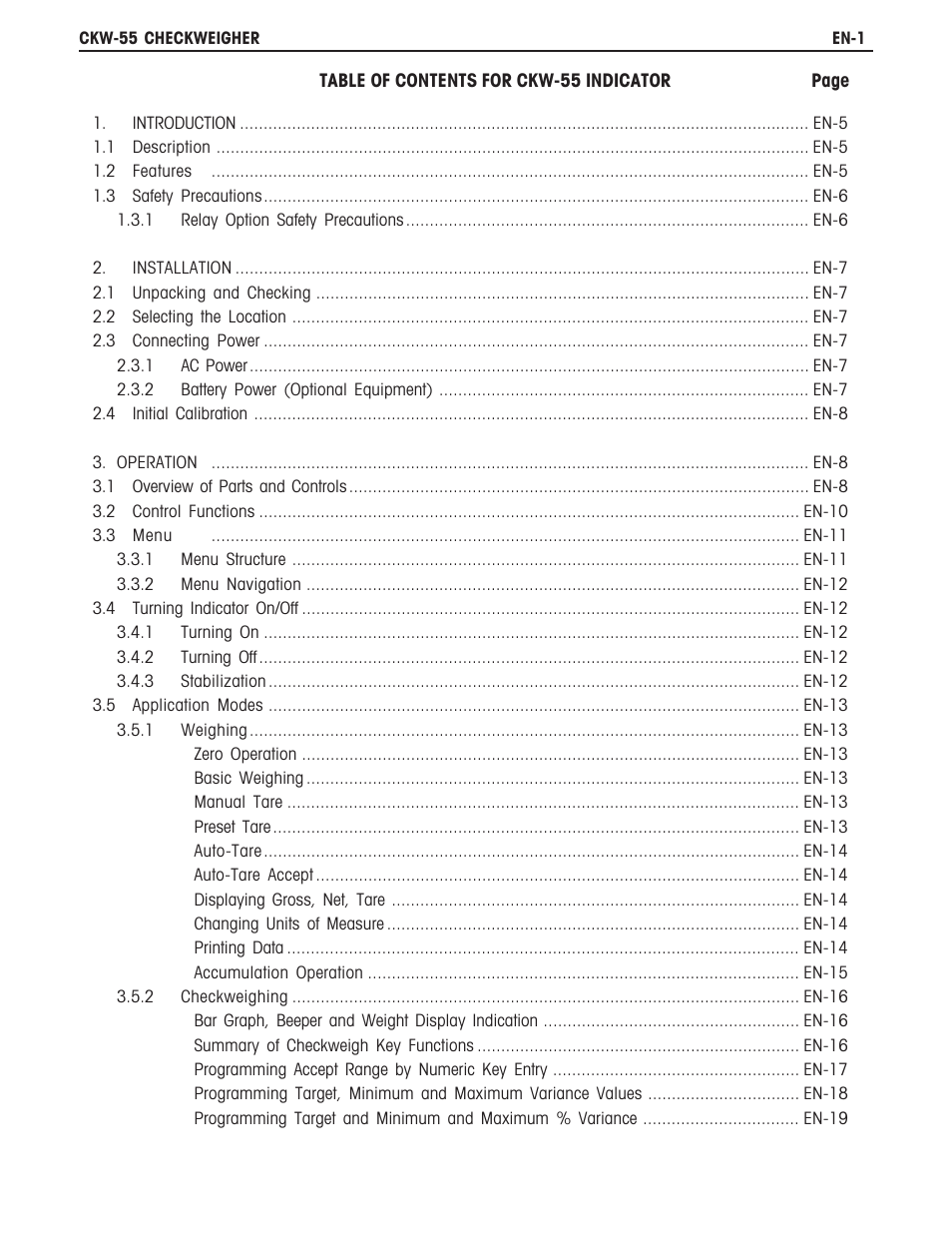 Ohaus CKW WASHDOWN CHECKWEIGHING SCALES_INDICATOR Manual en User Manual | Page 5 / 68