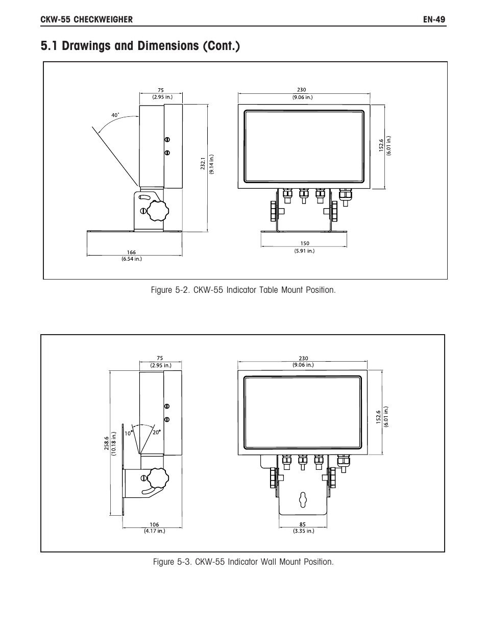 1 drawings and dimensions (cont.) | Ohaus CKW WASHDOWN CHECKWEIGHING SCALES_INDICATOR Manual en User Manual | Page 53 / 68