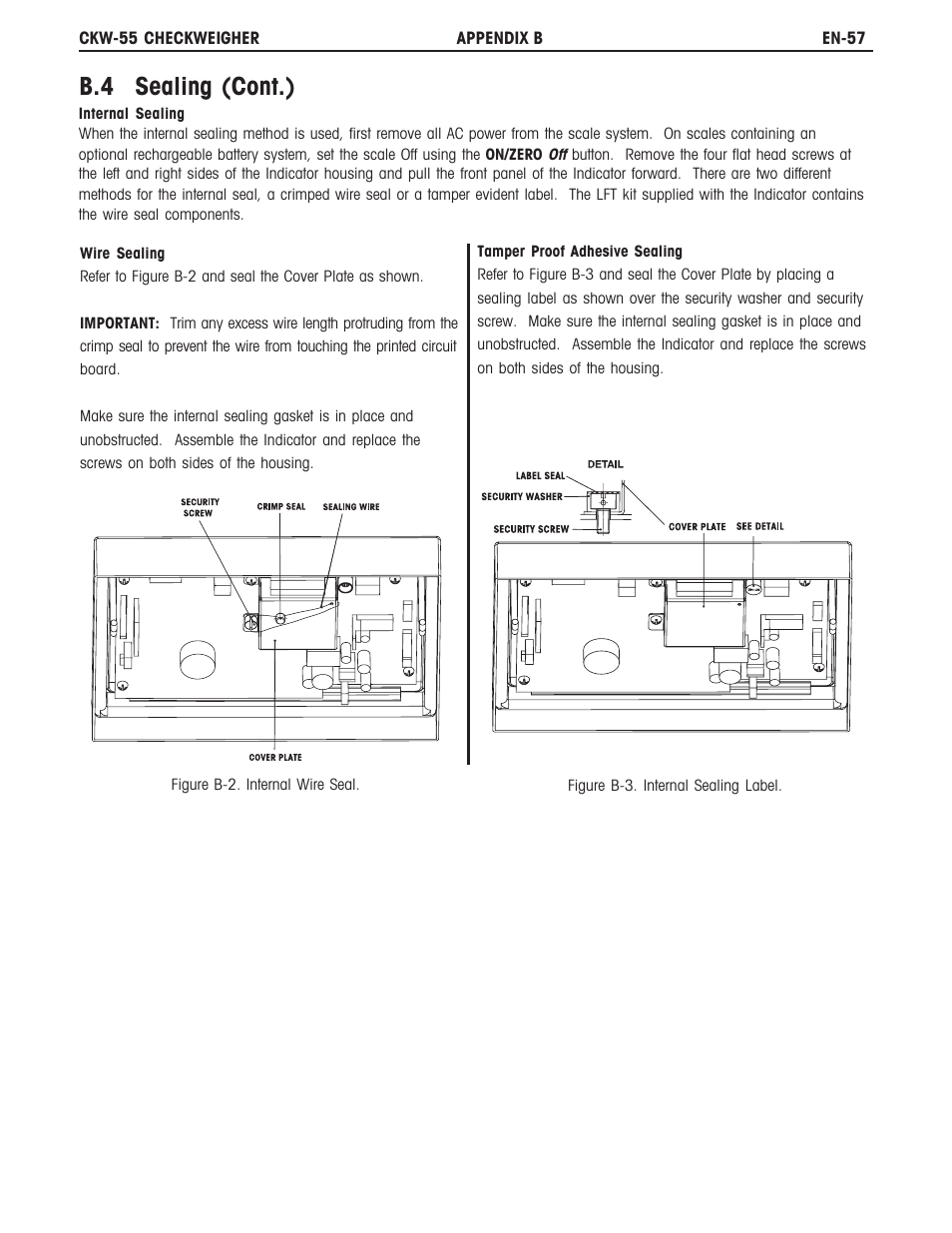 B.4 sealing (cont.) | Ohaus CKW WASHDOWN CHECKWEIGHING SCALES_INDICATOR Manual en User Manual | Page 61 / 68