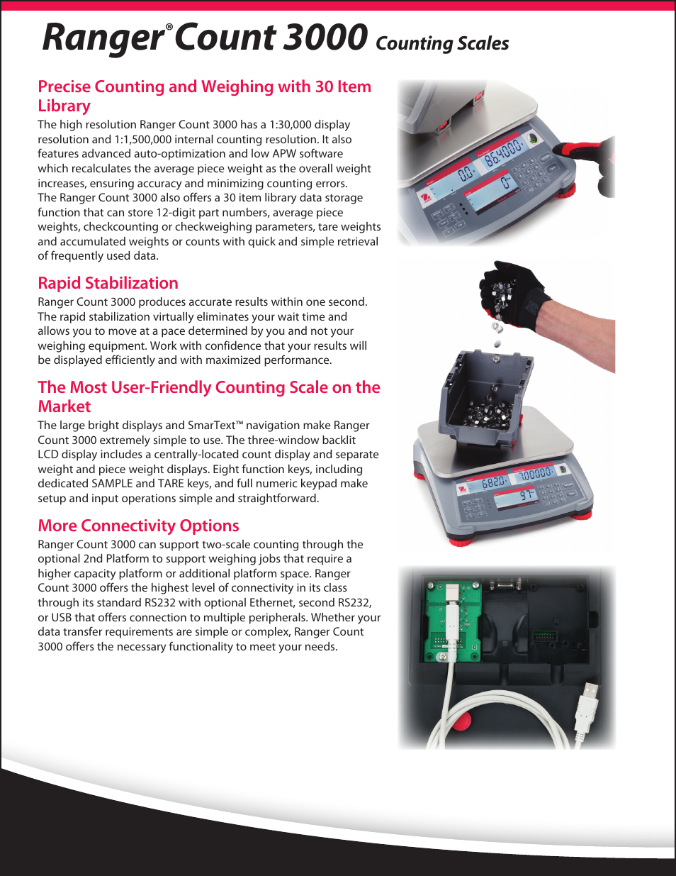 Ranger, Count 3000, Counting scales | Ohaus RANGER COUNT 3000 COMPACT COUNTING SCALES Data Sheet User Manual | Page 2 / 4