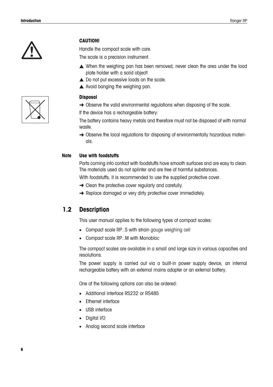 2 description, Description | Ohaus RANGER ADVANCED COMPACT COUNTING SCALES Manual en User Manual | Page 6 / 72
