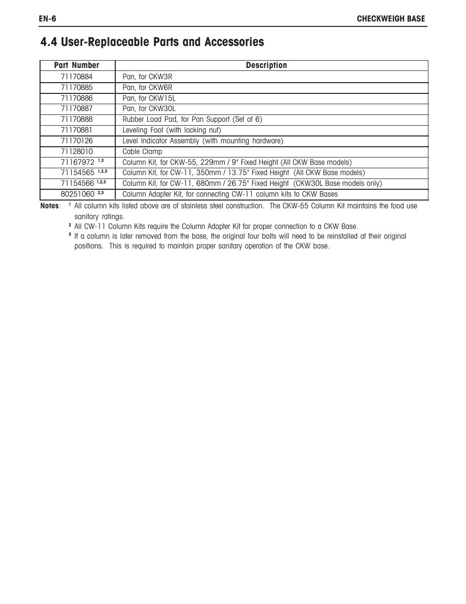 4 user-replaceable parts and accessories | Ohaus CKW BASE Manual multi User Manual | Page 10 / 40