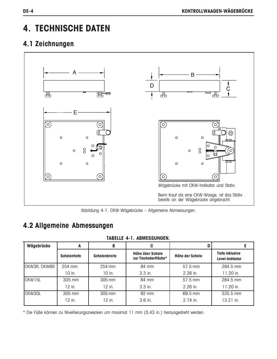 Technische daten, 1 zeichnungen 4.2 allgemeine abmessungen | Ohaus CKW BASE Manual multi User Manual | Page 29 / 40
