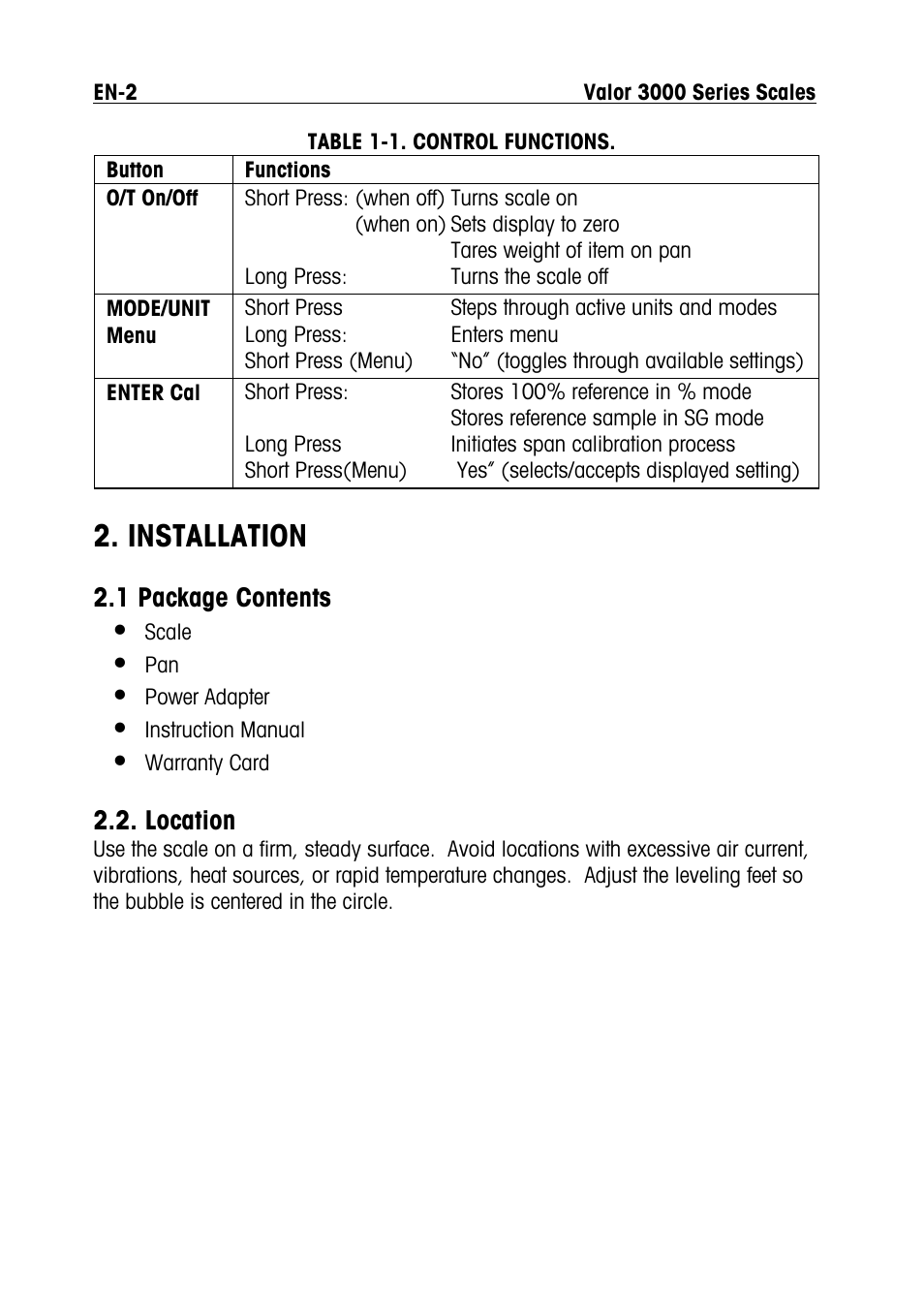 Installation | Ohaus Valor 3000 COMPACT FOOD SCALES Manual multi User Manual | Page 4 / 104