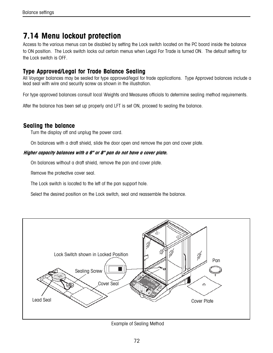 14 menu lock-out protection, 14 menu lockout protection | Ohaus Voyager Balances User Manual | Page 136 / 329