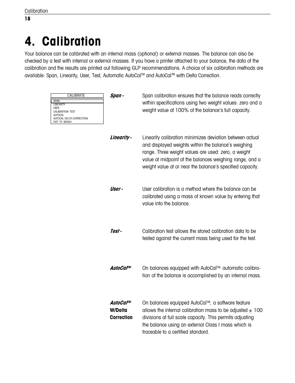 Calibration | Ohaus Voyager Balances User Manual | Page 171 / 329