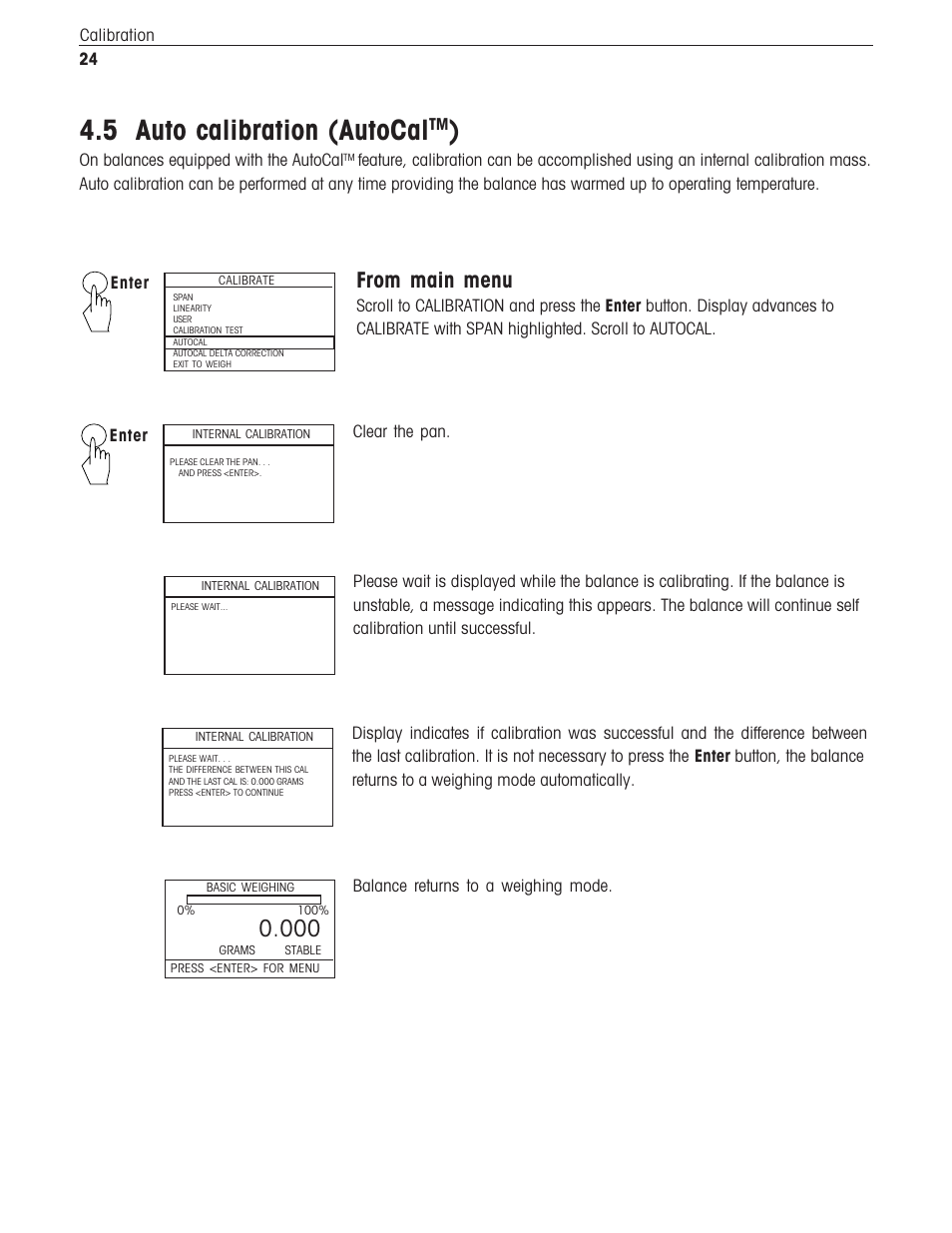 Auto calibration, 5 auto calibration (autocal | Ohaus Voyager Balances User Manual | Page 265 / 329