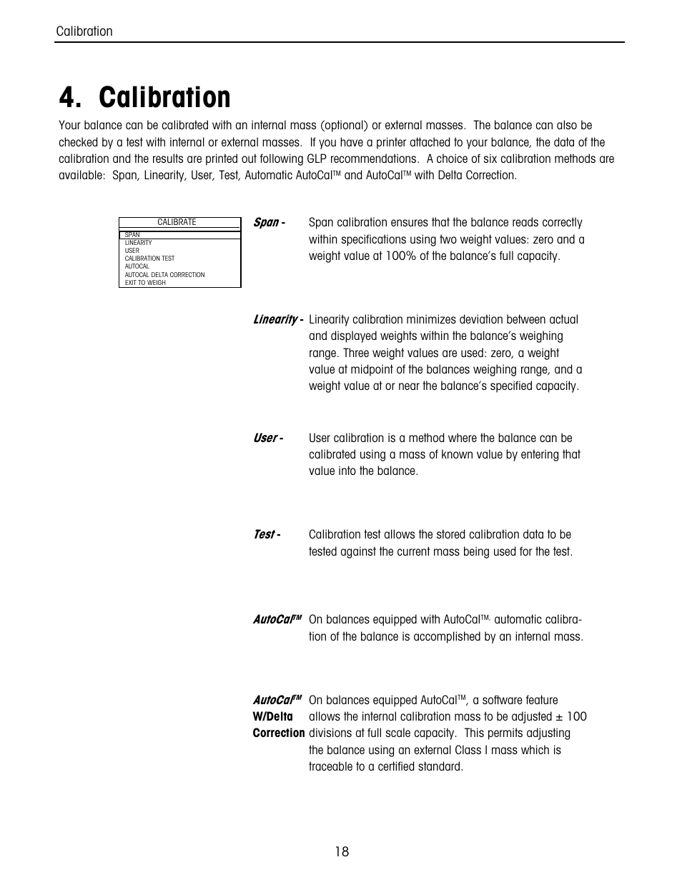 Calibration | Ohaus Voyager Balances User Manual | Page 82 / 329